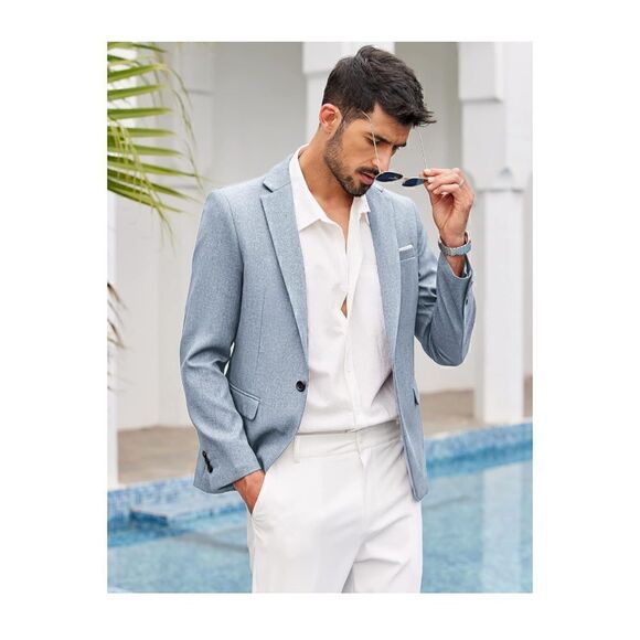 COOFANDY Men's Blazer Casual Sport Coats Slim Fit One Button Suit Jacket - Picture 6 of 16